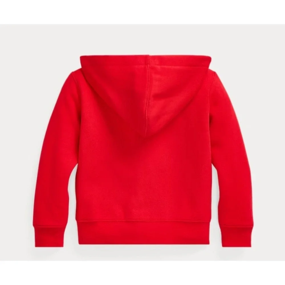 Ralph Lauren Boys Red Embroidered Logo Full-Zip Fleece Hoodie Size 7